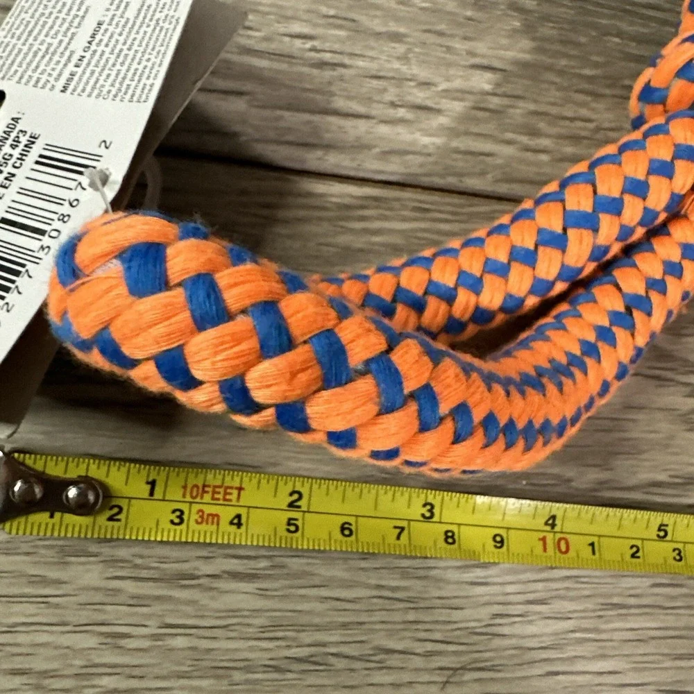 Greenbrier Kennel Club Braided Rope Dog Toy Orange Blue‎ Knotted Tug 14 Inch NWT